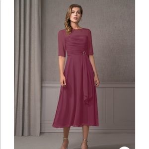 NWT AZAZIE MULBERRY NAOMI SHEER PLEAT TOP ELBOW LENGTH DRESS (SIZE 14)